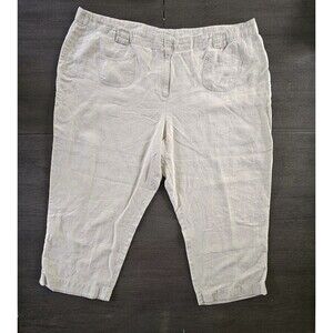 J Jill Sz 4XL  Tan Linen Crop Capri Pants Lagenlook Minimalistic Coastal Summer